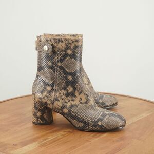 NEW Joie Womens Ramet Ankle Boots Snake Print Leather Block Heel Zip Up 37.5
